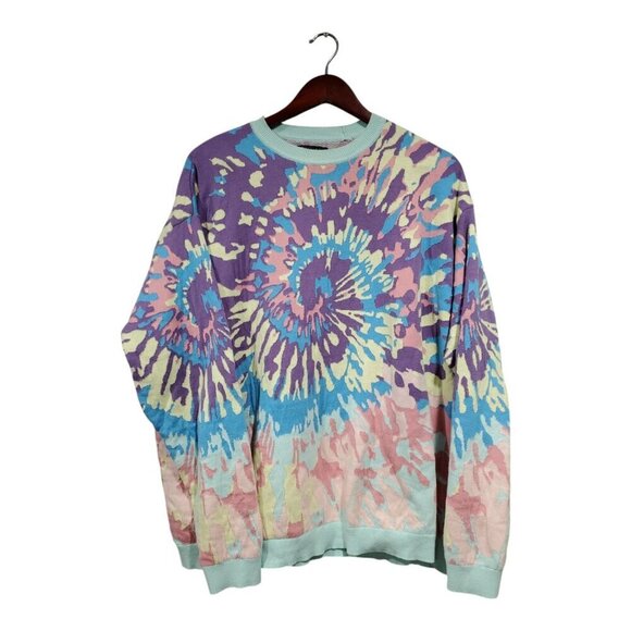 ASOS Design Women's L Multicolor Tie Dye Crewneck Sweater Pullover Hippie Y2K - Picture 1 of 13